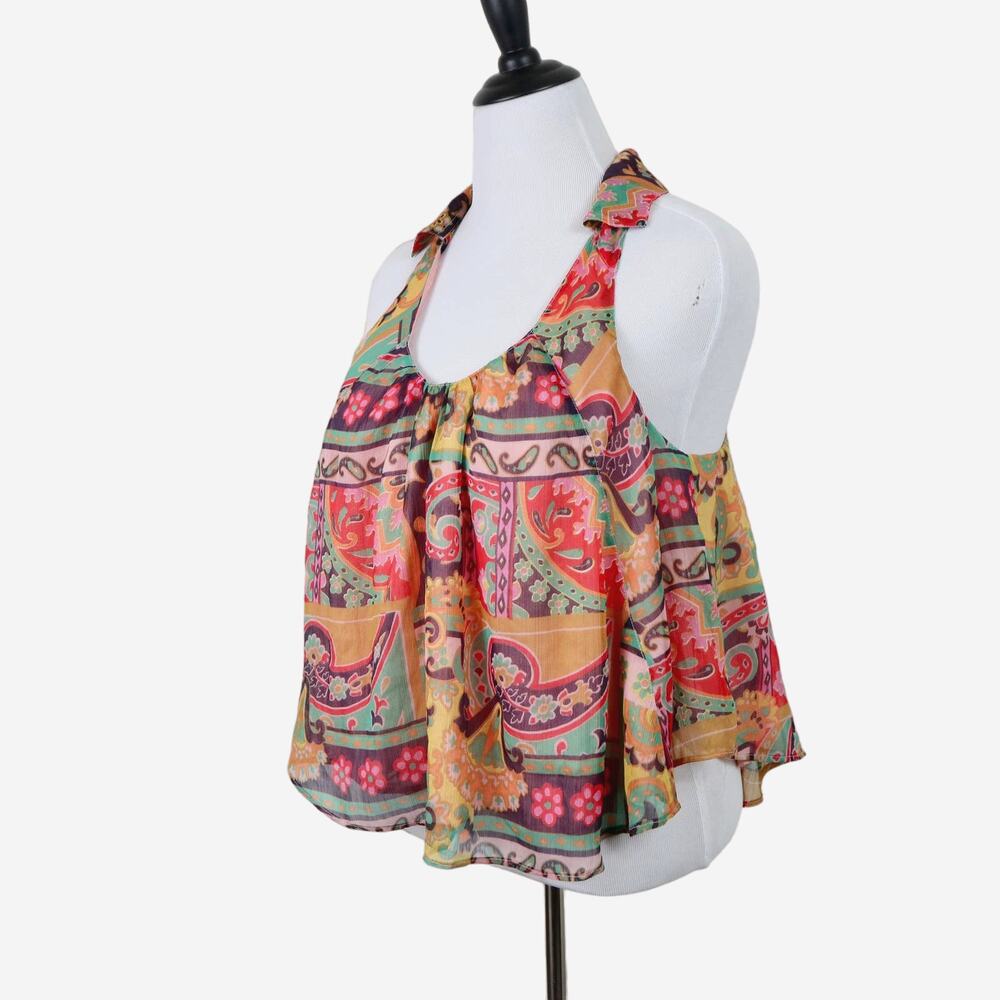 Free People Size S Strawberry Sleeveless Halter Top Paisley Multicolor - Picture 4 of 11